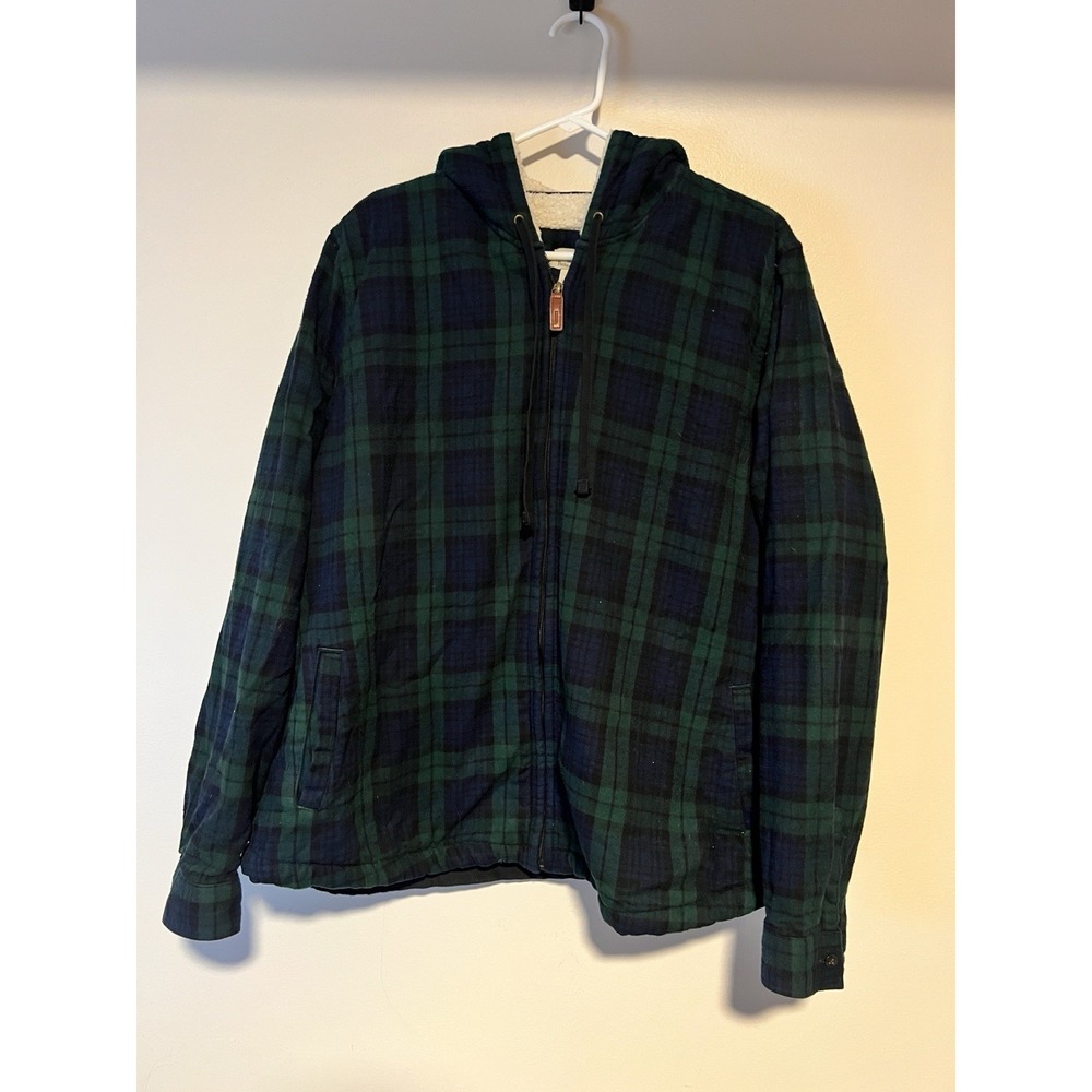 L.L. Bean Scotch Plaid Sherpa Loned Hooded Full Zip Jacket Size 1X
